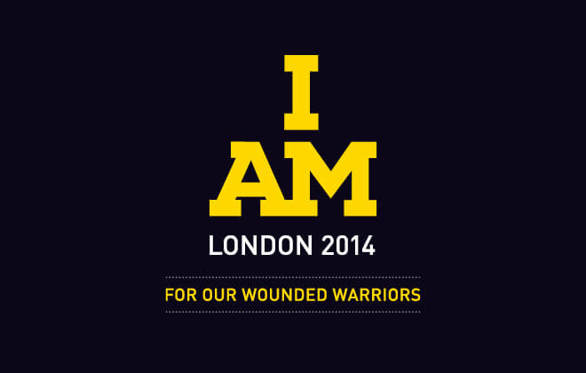 I Am London 2014 Invictus logo in yellow and white on a black background