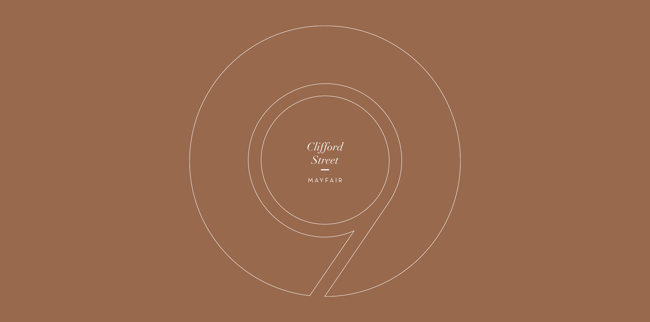 White 9 Clifford Street logo printed on a dark gold brochure cover