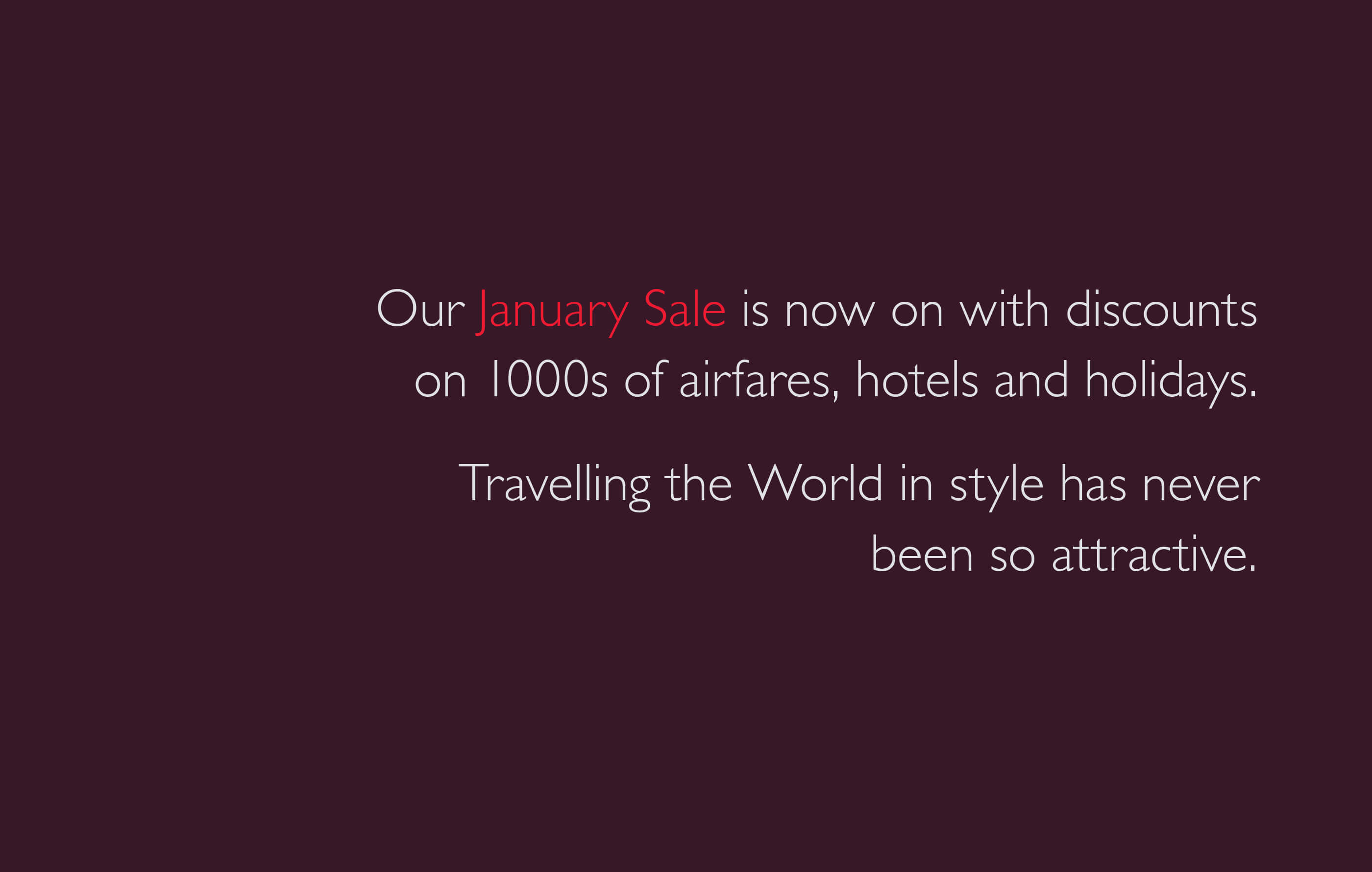 Written extract from the advert, written in white and red text on a dark purple background
